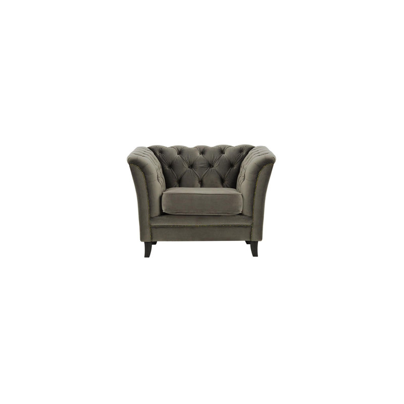 Milana Velvet Armchair, Dark Grey, Black