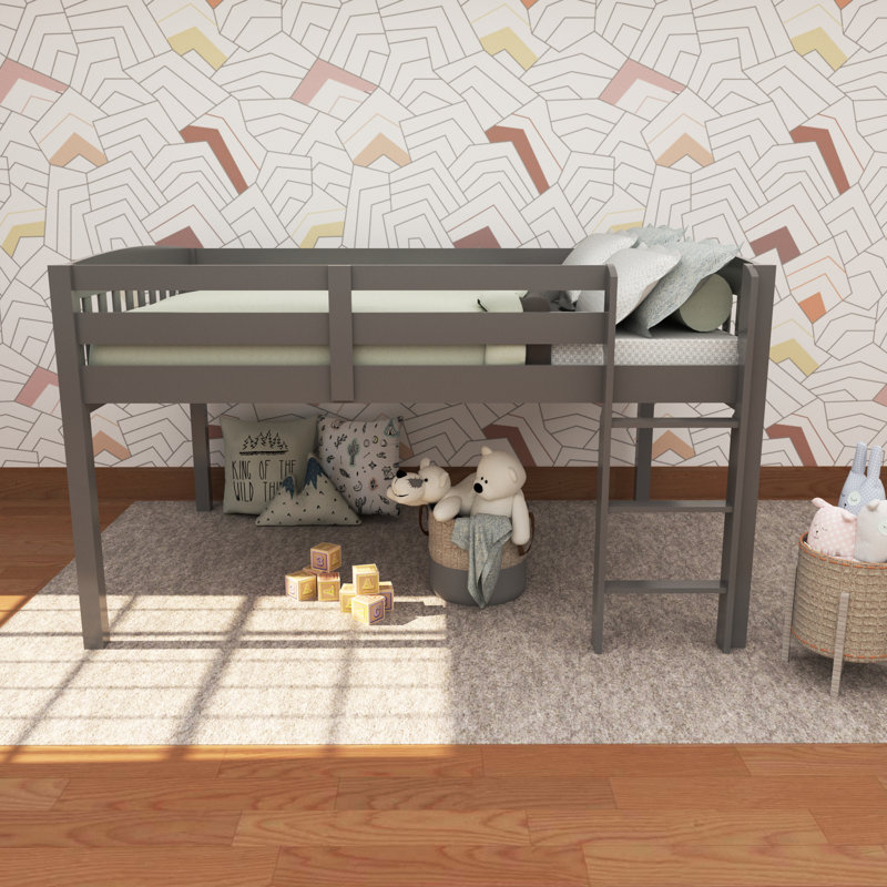 Lit mezzanine bas avec rangement pour enfants Elbrus, Gris
