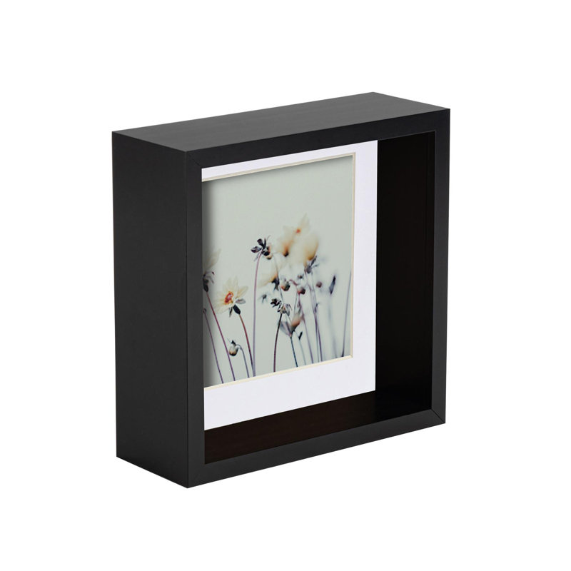 Nicola Spring - 3D Deep Box Photo Frame, Black/White, 16.5cm H x 16.5cm W x 6cm D