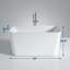 Baignoire autoportante de 55 po en acrylique - Baignoire de trempage carrée japonaise avec siège intégré, drain et trop-plein Toe-Tap, blanc brillant, baignoire compacte pour la salle de bain