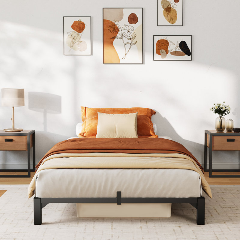Twin Metal Bed Frame 6 Inch - No-Screw Assembly, Low Profile Platform Bed, No Box Spring, Heavy Duty Steel, Twin
