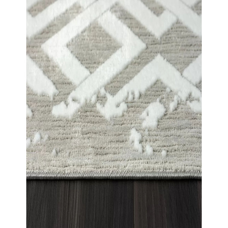 Geometric Machine Woven Cotton/Polyester Area Rug in Gray Foundry Select Rug Size: Rectangle 6'5 x 9'5