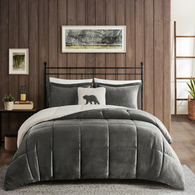 Édredon très grand avec repose-pieds en tissu anthracite