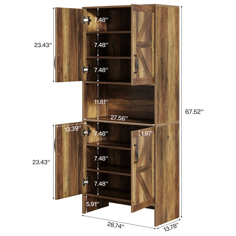 67.52''  Kitchen Pantry Storage Cabinets With Doors