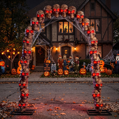 7.2ft Halloween RGB Skull Archway, Scary Giant Skeleton Decor with LED & 6 Light Modes(5 Colours)