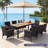 9 Pcs Outdoor Dining Set With Acacia Wood Tabletop, Umbrella Hole, Seat Cushions