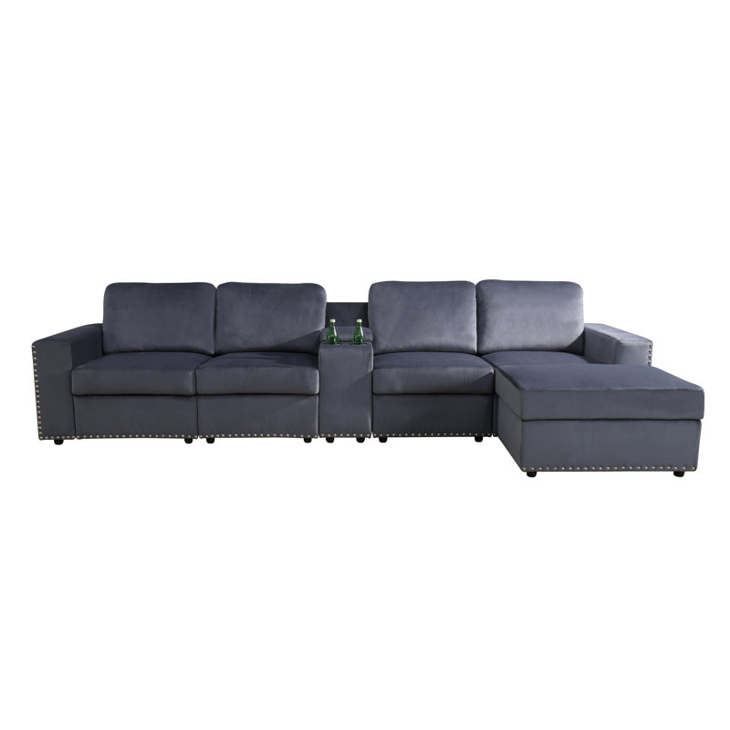 Canapé modulaire 6 pièces Merriman, Microfibre/microsuède gris