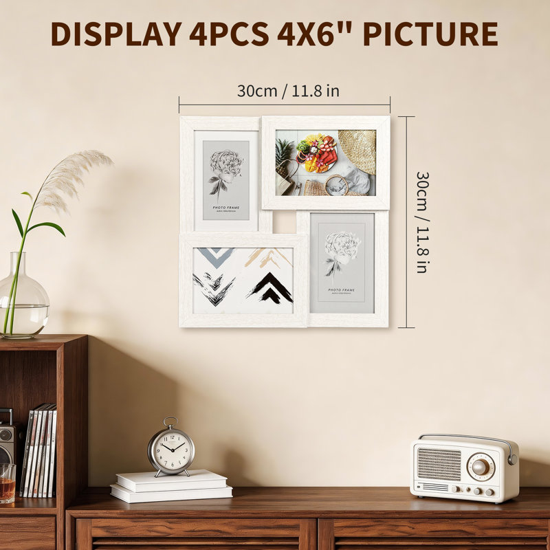 12-Pack 4x6 Multi Photo Frames Set, Collage Wall Decor With Glass Front, White
