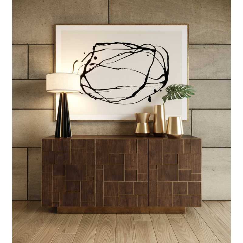 Auer 3 Door Sideboard, Brown/Gold