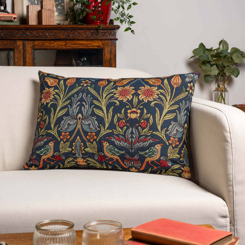 Floral Blue Cushion, 58x38cm, Cover only