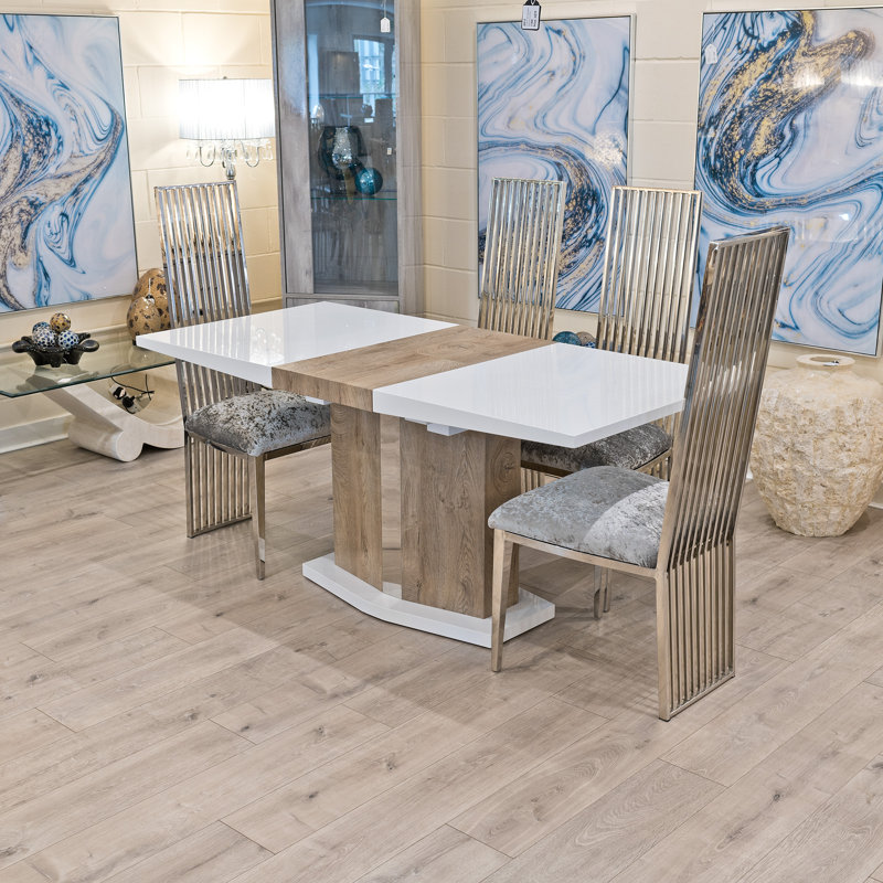 Spiker 4 - Person Butterfly Leaf Dining Set, Silver