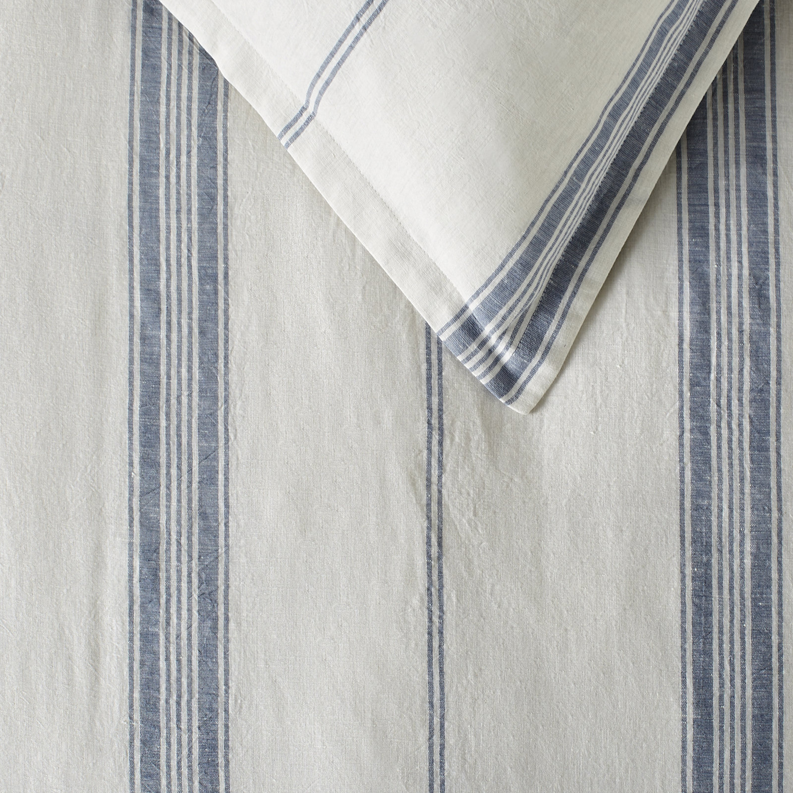 Fleta Cotton Blend Shams, Euro, White/Blue Stripe