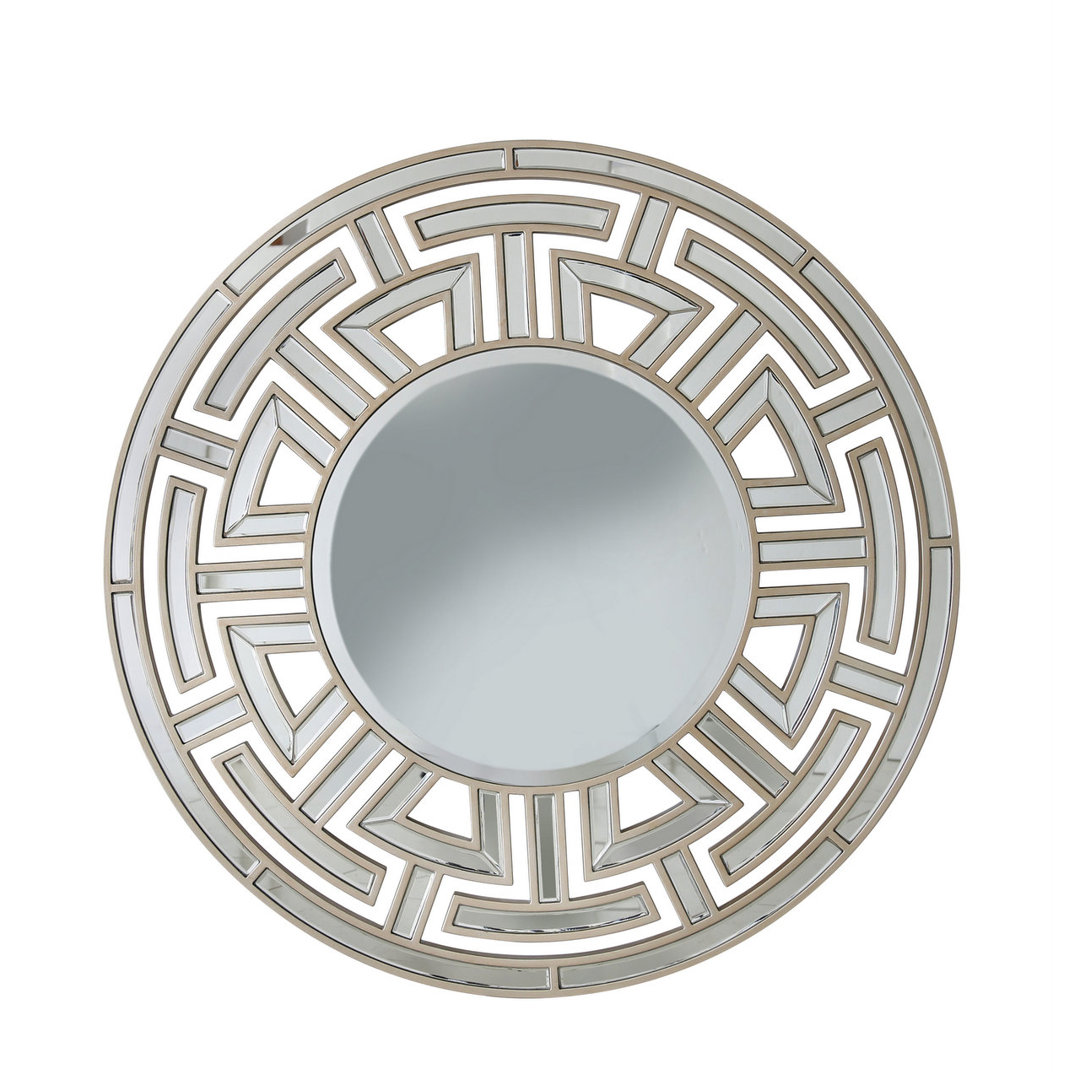 Round Wood Framed Wall Mounted Accent Mirror in Silver/Gold
