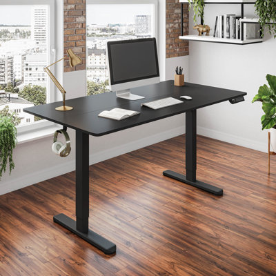 Bureau debout électrique 47,5 po, bureau assis-debout réglable en hauteur avec 3 préréglages de mémoire et deux crochets pour accessoires