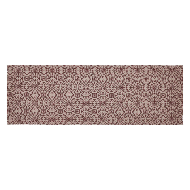  Custom House Rectangle Geometric Table Runner, Tan/Red, 36" x 12"