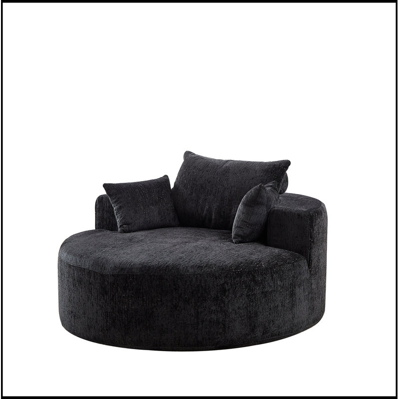 Canapé-lit simple en éponge de 55 po en chenille de 55 po, aucun assemblage requis, fauteuil-lit moderne moelleux pour le salon, la chambre à coucher, le salon et la salle de projection (pas une chaise pivotante)