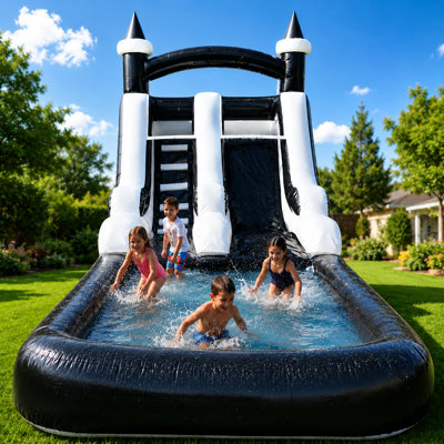Grande glissade d'eau gonflable pour la cour arrière de 21 pi avec piscine et mur d'escalade, parc aquatique extérieur en PVC pour enfants