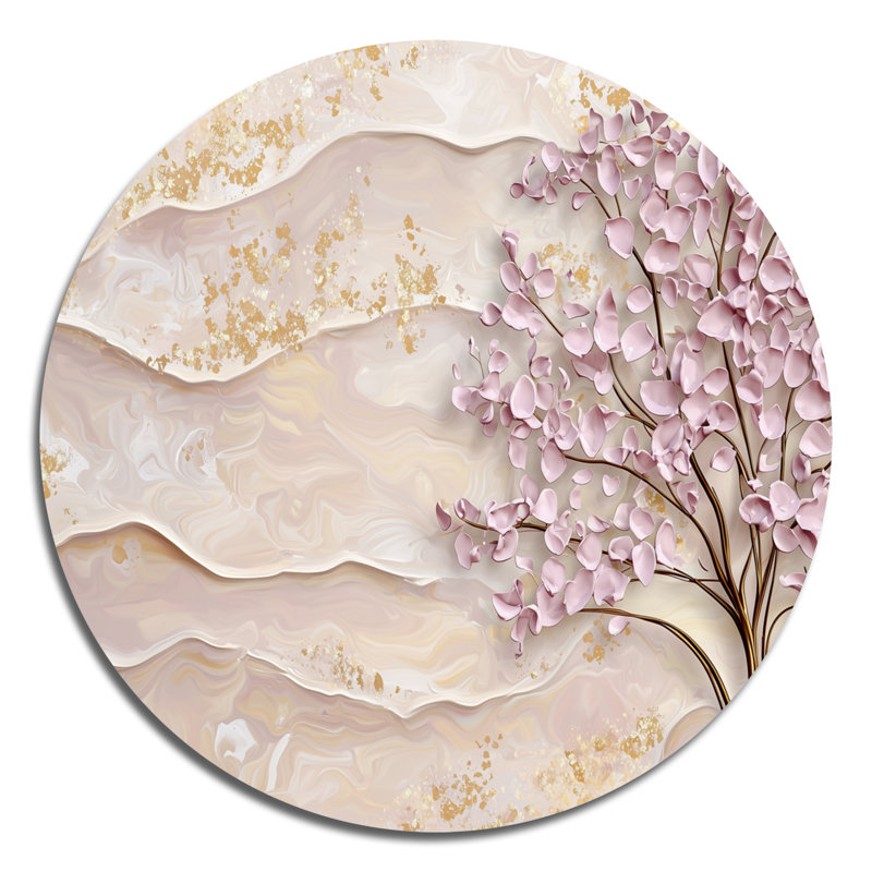 Lavande Acacia Horizon - art mural éclectique moderne en métal, art mural imprimé brun, H 16 po x l 16 po