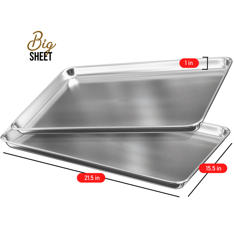 JoyTable Aluminum Non-Stick Big Sheet Pan Set, 21.6" x 15.7"