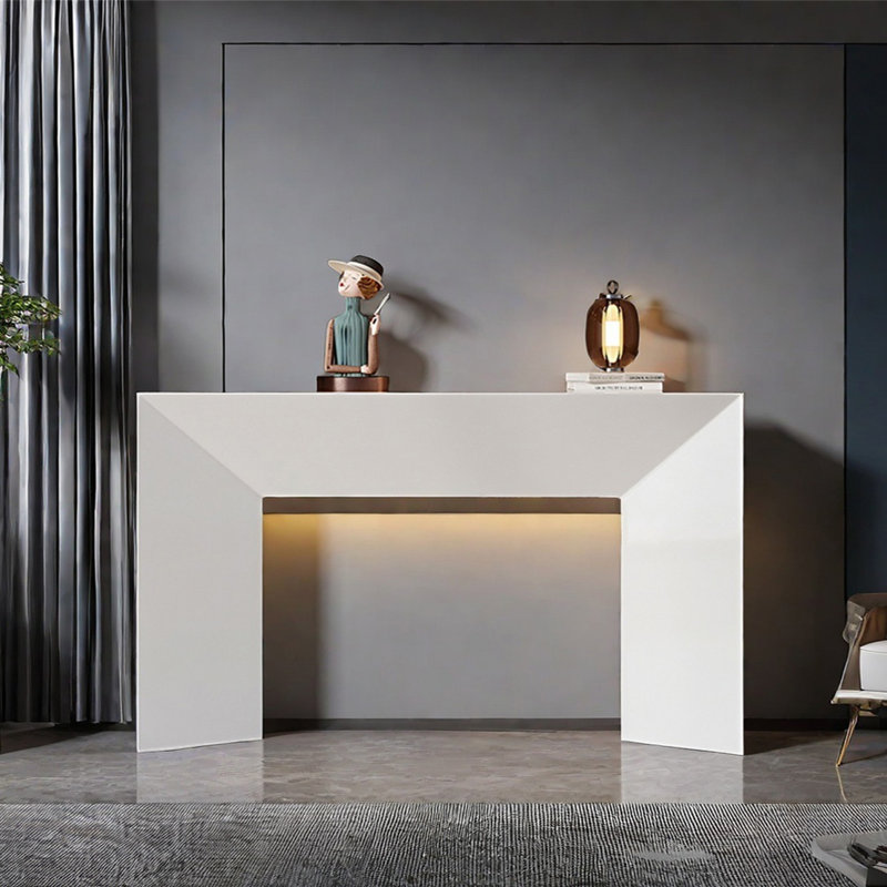 Console moderne minimaliste, Blanc, H 35,43 po x l 55,12 po x P 13,78 po