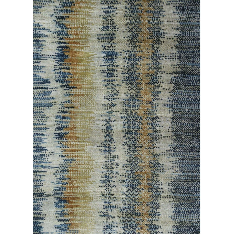 Striped Area Rug in Navy/Copper/GrayIvory, Rectangle 8' x 10'