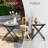 Folding Patio Side Table with Tempered Glass Tabletop