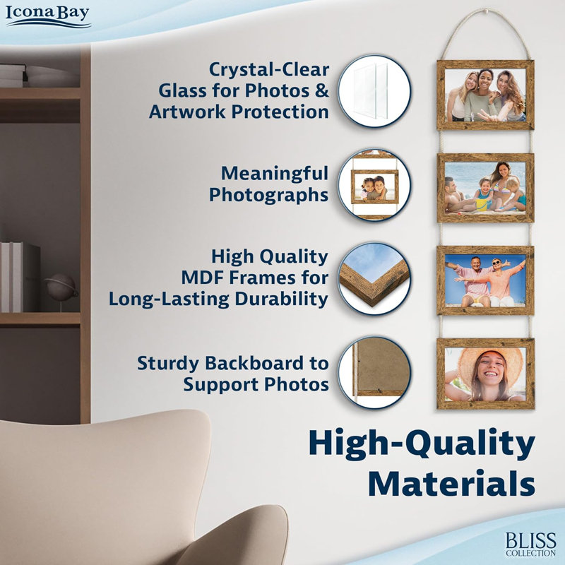 4x6 Wall Hanging Picture Frames Collage with 8 Openings