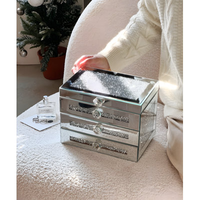 Luxury Jewelry Box With Glass Top - Spacious Organizer For Earrings, Necklaces, Bracelets & Rings - Elegant Storage Case With Premium Velvet Lining