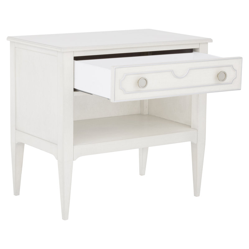 1 - Drawer Nightstand, Linen/Antique Pewter