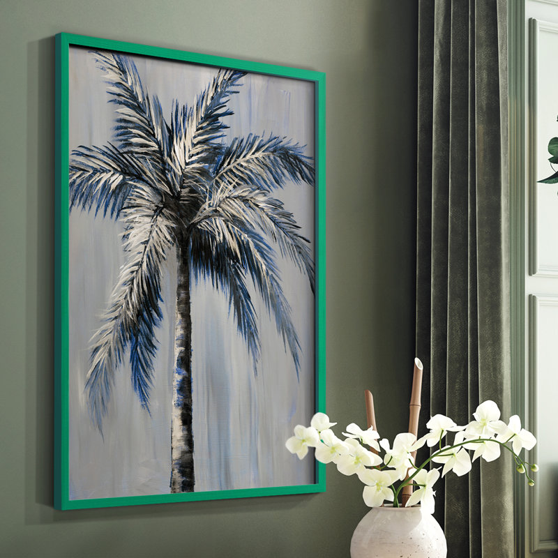 Palm Magic Evening II Framed Print - Solid Wood, 10" H x 8" W, Green