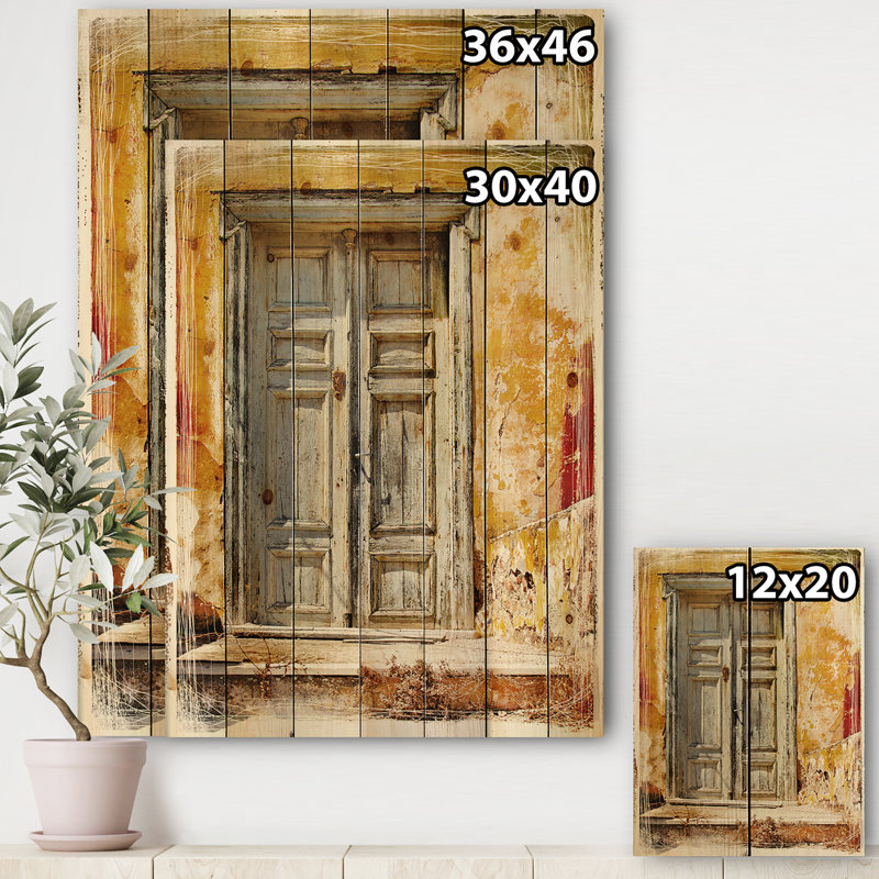 Old Traditional Greek Doors - impression d'art graphique, H 40 po x l 30 po x P 1,5 po