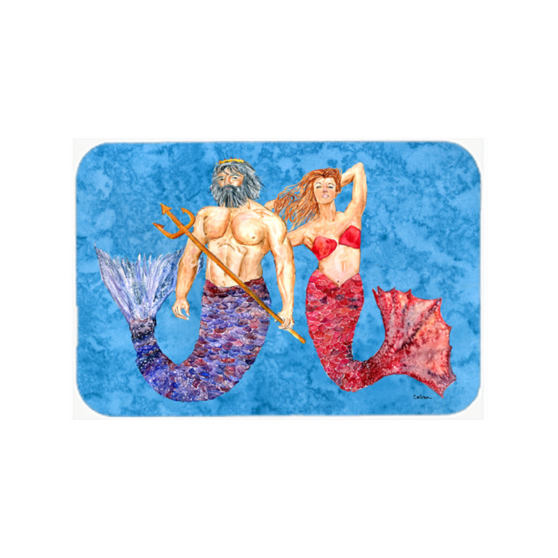 Caroline's Treasures Mermaid and Merman Glass Cutting Board