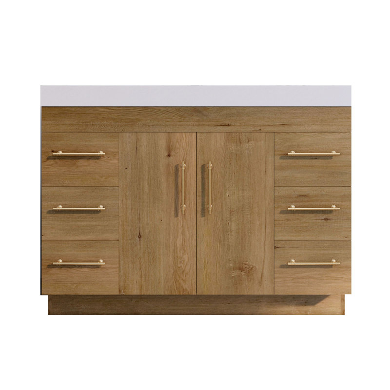 48'' Single Bathroom Vanity with Acrylic Top, Teak Oak