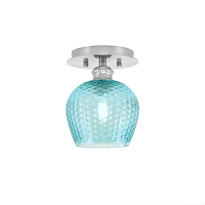 Edge 1 lumière semi-encastrée avec verre texturé turquoise 6 po