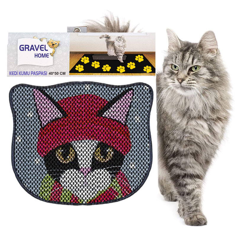 Tapis de litière durable pour chat, 15,7 po x 19,7 po | 50% PVC / 50% polyester, lavable à la machine et passer l'aspirateur | Parfait pour un nettoyage facile, conception antidérapante pour garder votre maison propre et fraîche, idéal pour les propriétaires d'animaux de compagnie