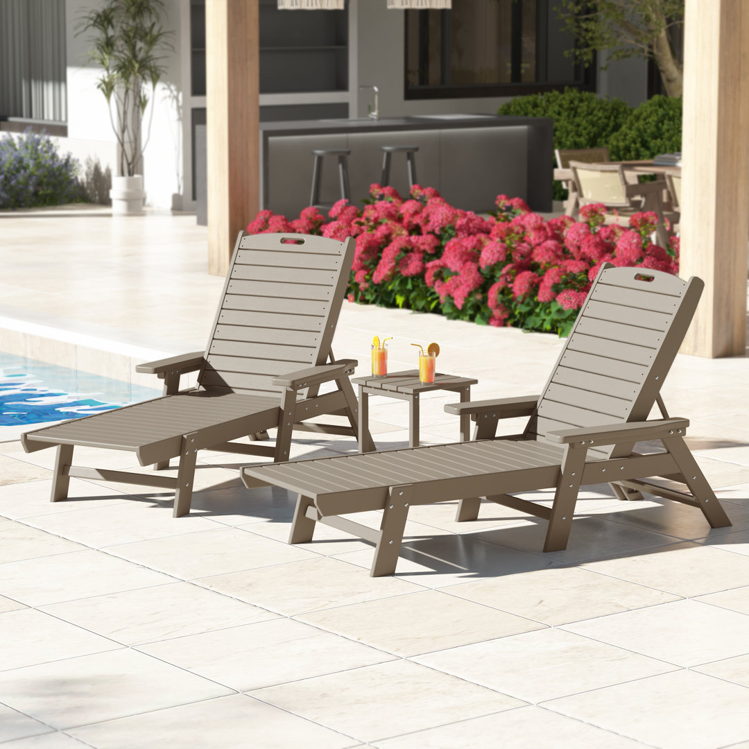 Shavon Outdoor Chaise Lounge with Table Beachcrest Home™ Frame 