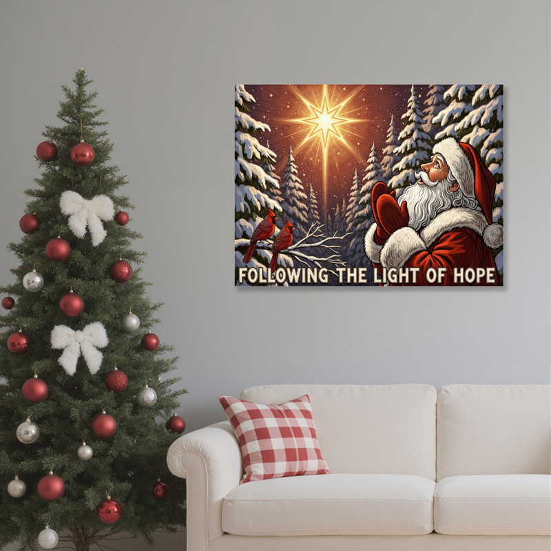 Père Noël, art mural sur toile, H 12 po x l 18 po