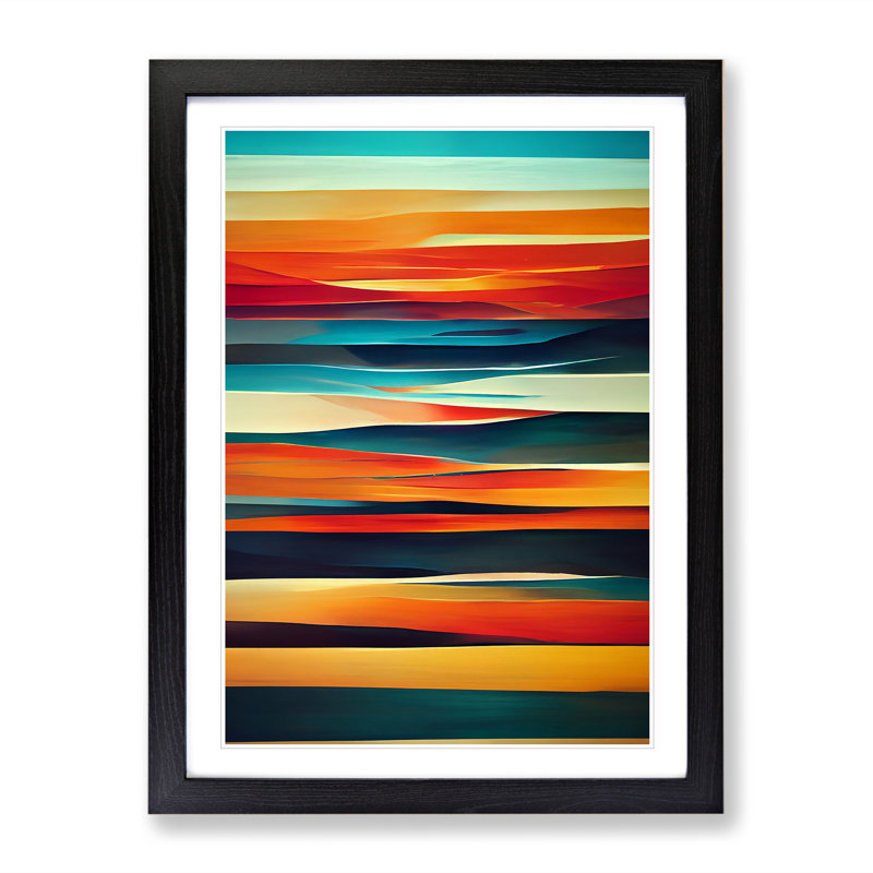XV1022-4289X Sunset Abstract Art No.4 - Single Picture Frame Print, 34cm H x 25cm W, Black Framed