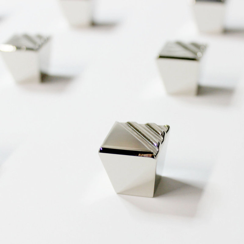 Pyramid Square Knob, Polished Nickel Plated
