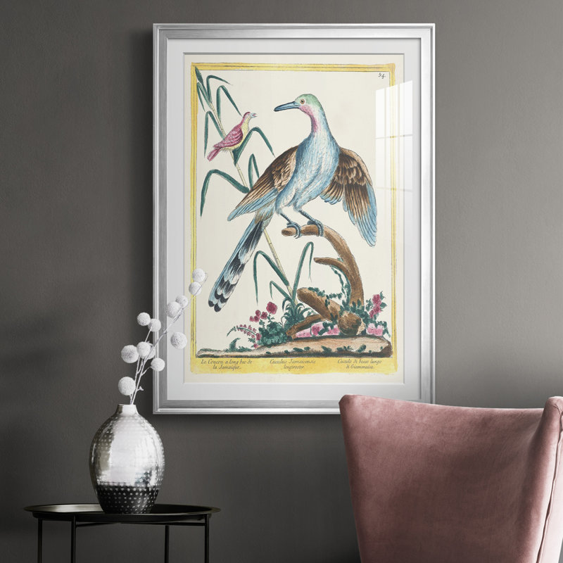 Oiseaux pastel V - imprimé, Argent, H 36,5 po x l 26,5 po x P 1 po