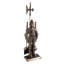 Ensemble d'outils de foyer 3 pièces Syd - Statue médiévale en fonte Knight pouvant contenir des outils essentiels robustes - comprend une pelle, un balai et un tisonnier
