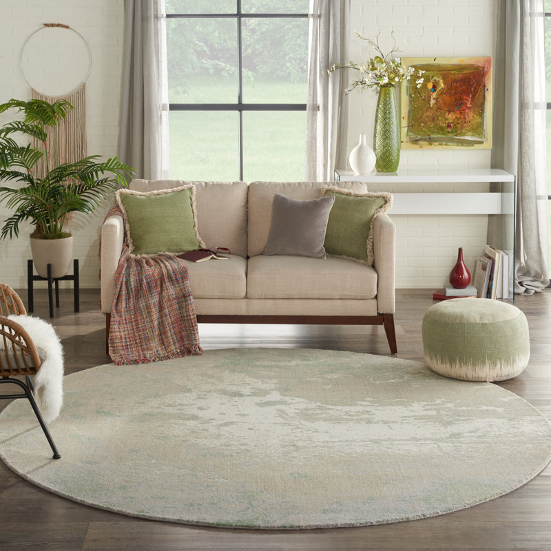 Viscose Abstract Indoor Rug, Round 8'