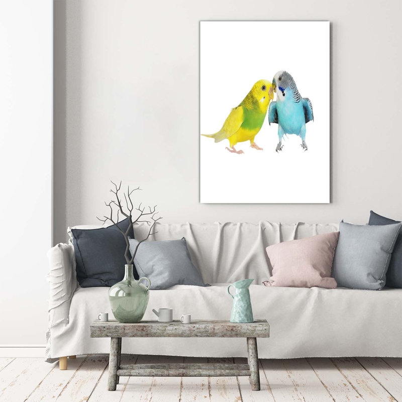 Budgies 1 Piece Wrapped Canvas Wall Art
