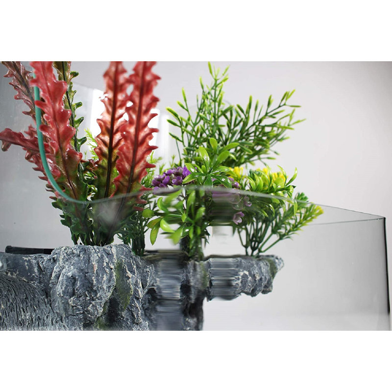 Hydroponic Glass Aquarium with LED Light and Waterfall