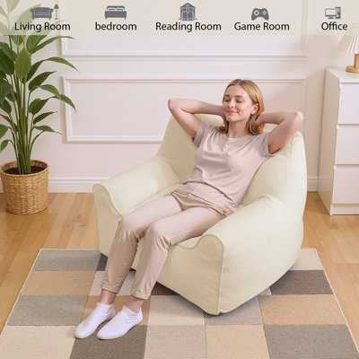 Bean Bag Chairs For Adults Cat Shaped Comfy Beanbag Chair Large Bean Bag Couch Sofa With Armrest And Filler For Living Room Bedroom