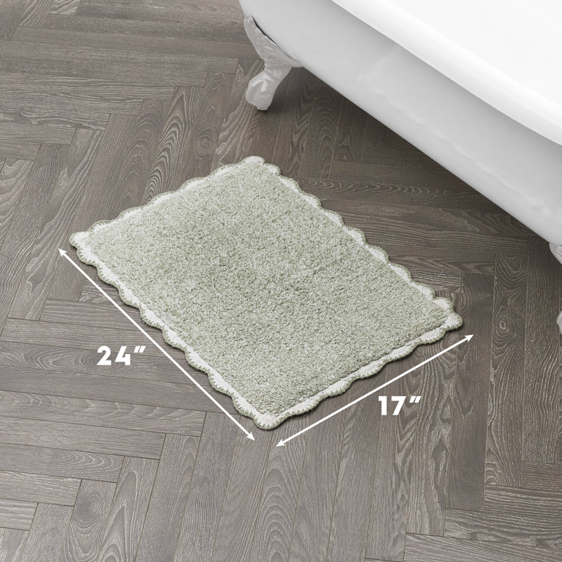 Laura Ashley Heathered Crochet Border Bath Rug, Green, Single - 24" L x 17" W