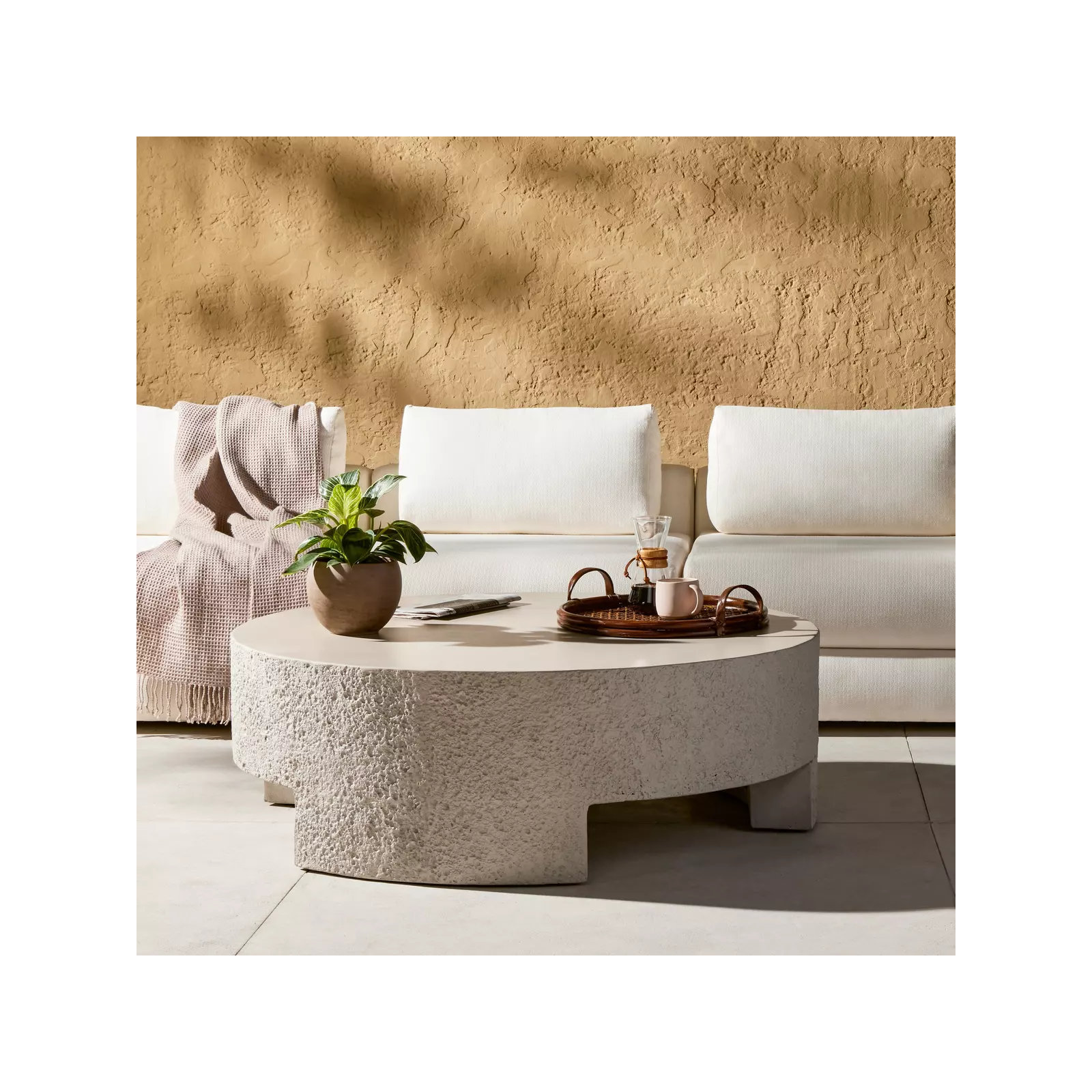 Hobart 48'' Stone Outdoor Coffee Table