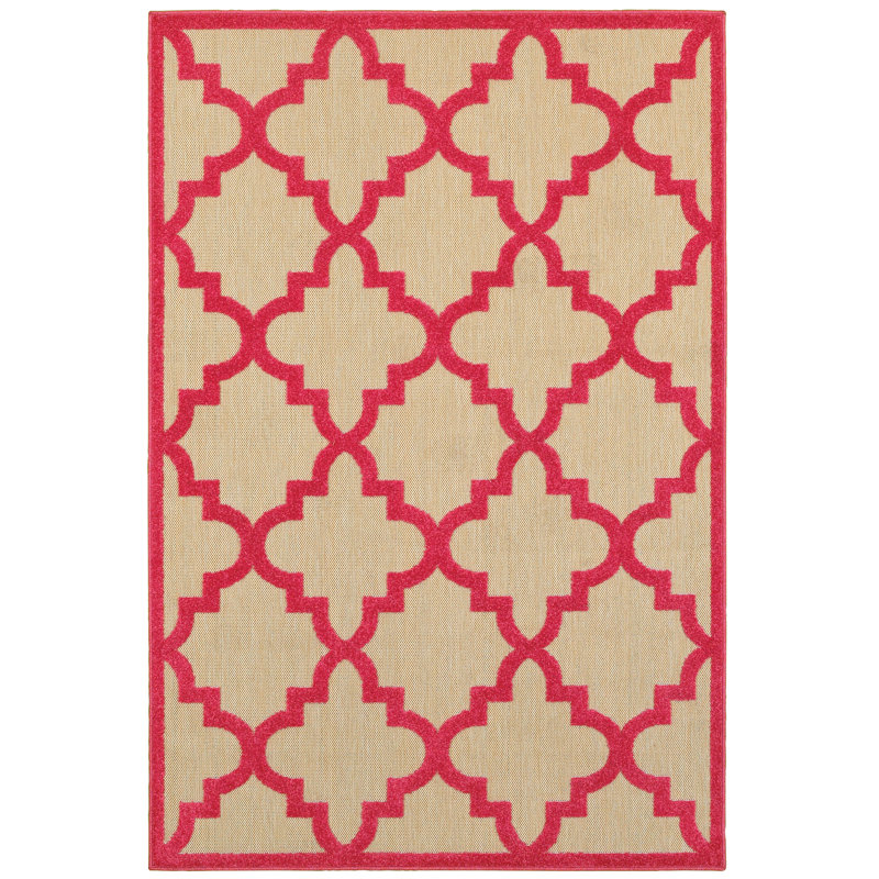 Tapis intérieur / extérieur rose / sable Matteson, Rectangle 7 pi 10 po x 10 pi 10 po