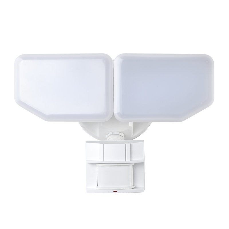 Awsens 2 - Head LED Hardwired Dusk to Dawn Outdoor Security Flood Light with Motion Sensor and Timer, White