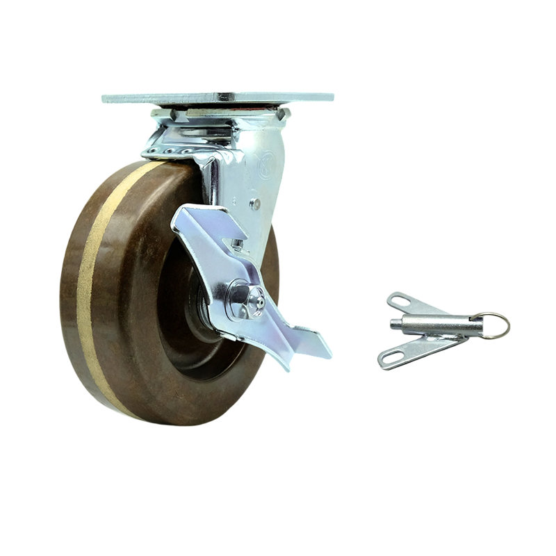 High Temp Phenolic Caster with Roller Bearing and Brake/Swivel Lock